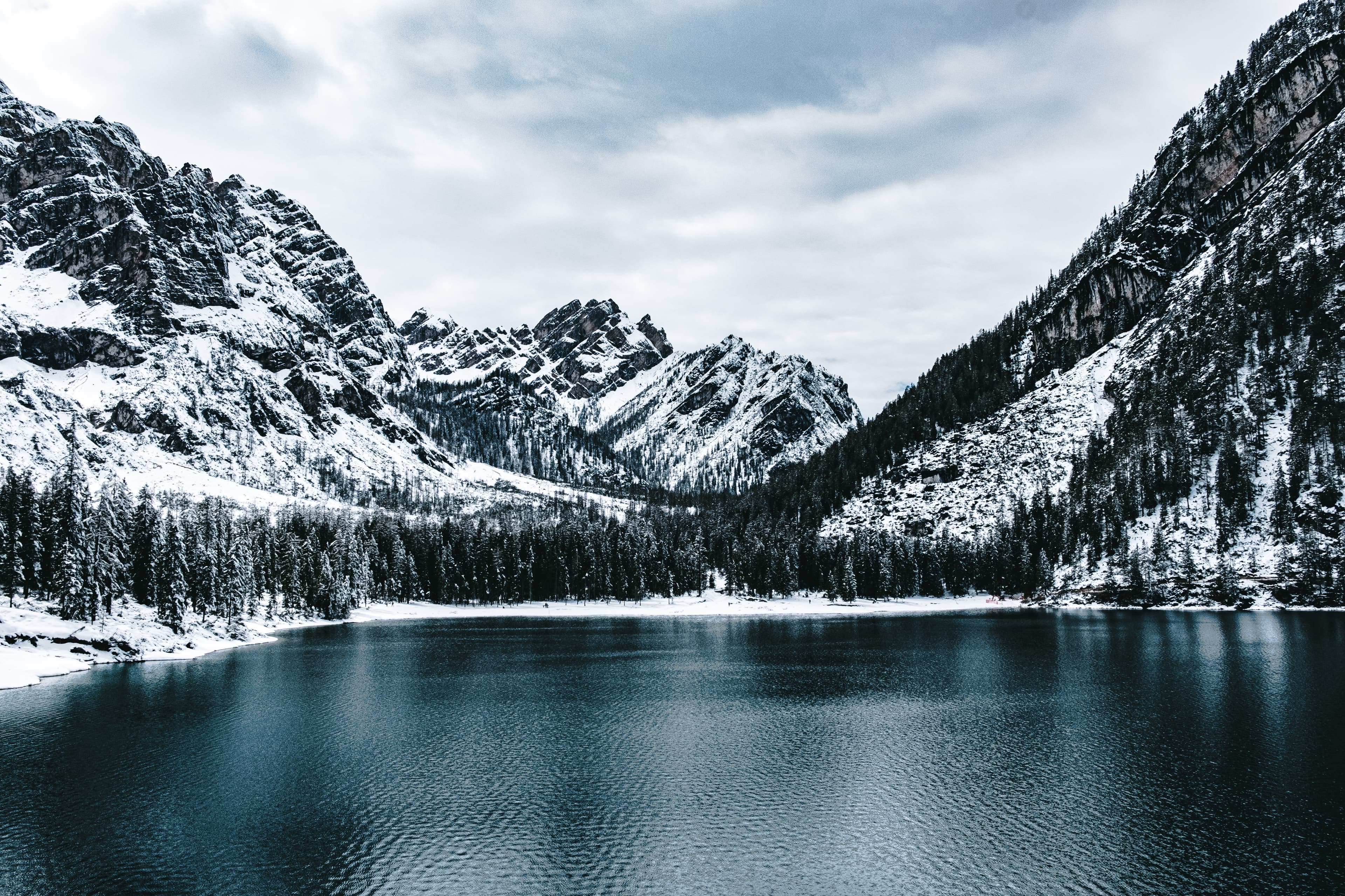 Winter lake scene representing off-season boat care
